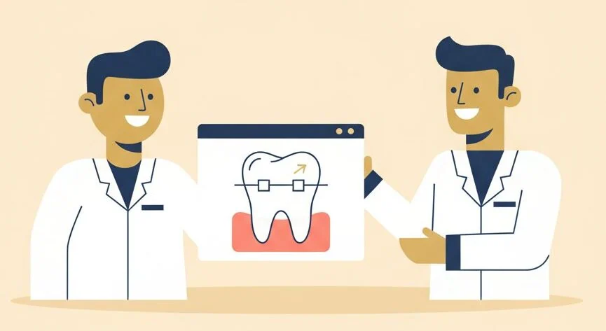 A dentist and orthodontist planning a clear aligner case together