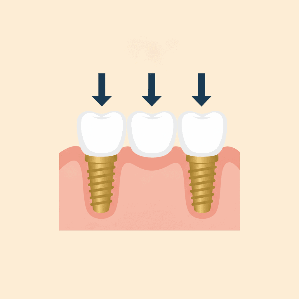 Two dental implants supporting a fixed three-tooth bridge in Spring Hope NC