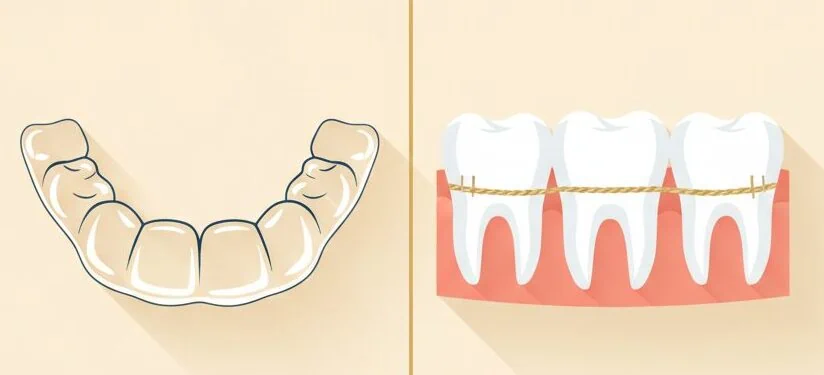 Removable clear retainer versus a permanent bonded lingual bar