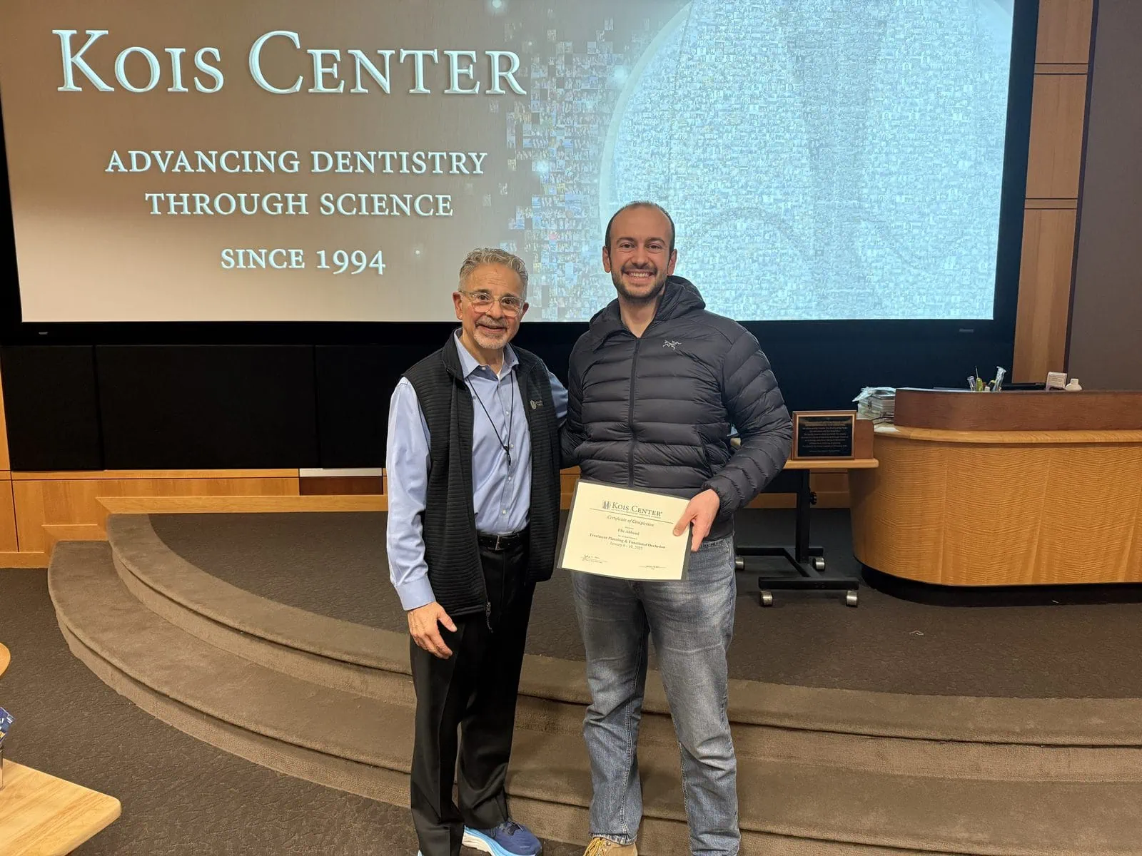 Dr. Elie Abboud with Dr. John Kois at the Kois Center in Seattle
